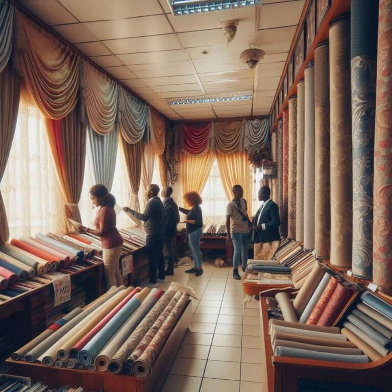 Eastleigh curtain shop offering a variety of curtains including blackout, sheer, and decorative curtains with customers browsing fabric options.