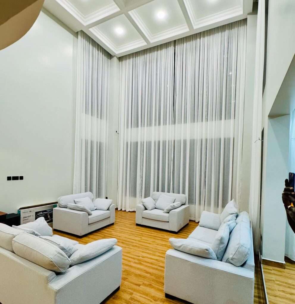 beautiful curtain installation that turned this home into a cozy, stylish space in thika town kenya east africa drapery supply and installation