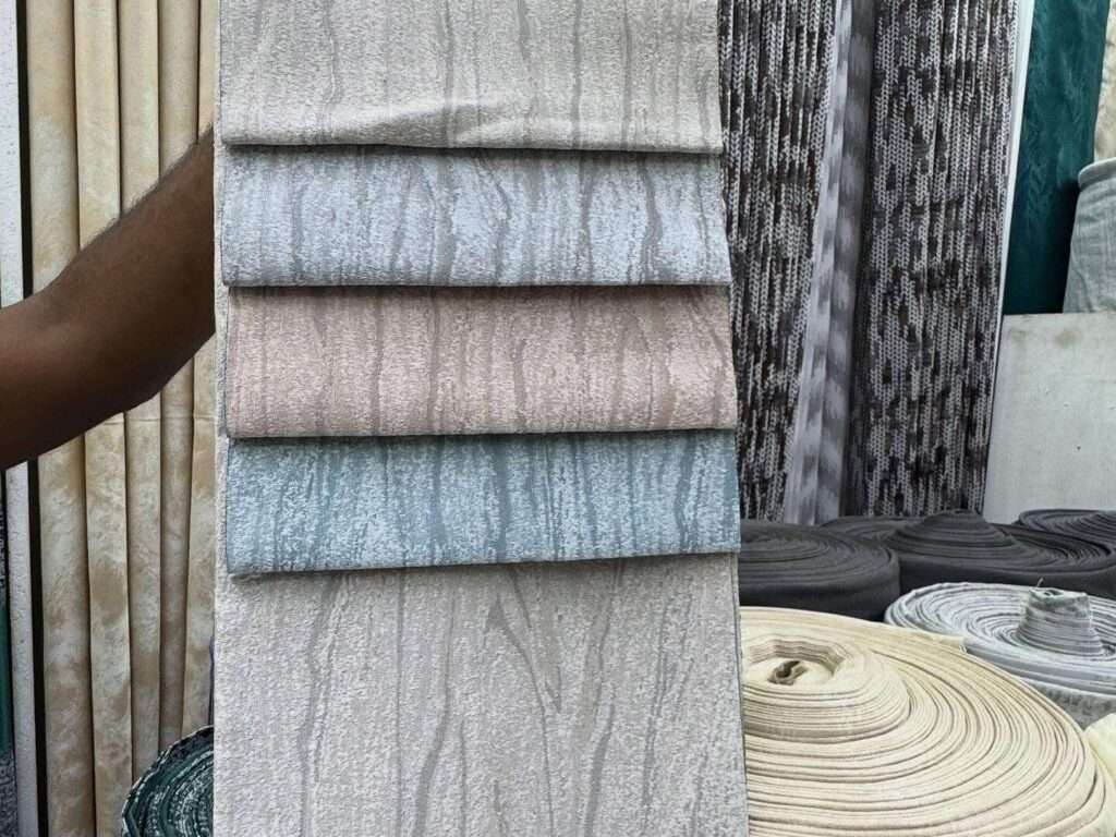 choice of wholesale curtain fabric in Nairobi Kenya located at eastleigh with a shop called kalus top curtains and office blinds showcasing some of their stock