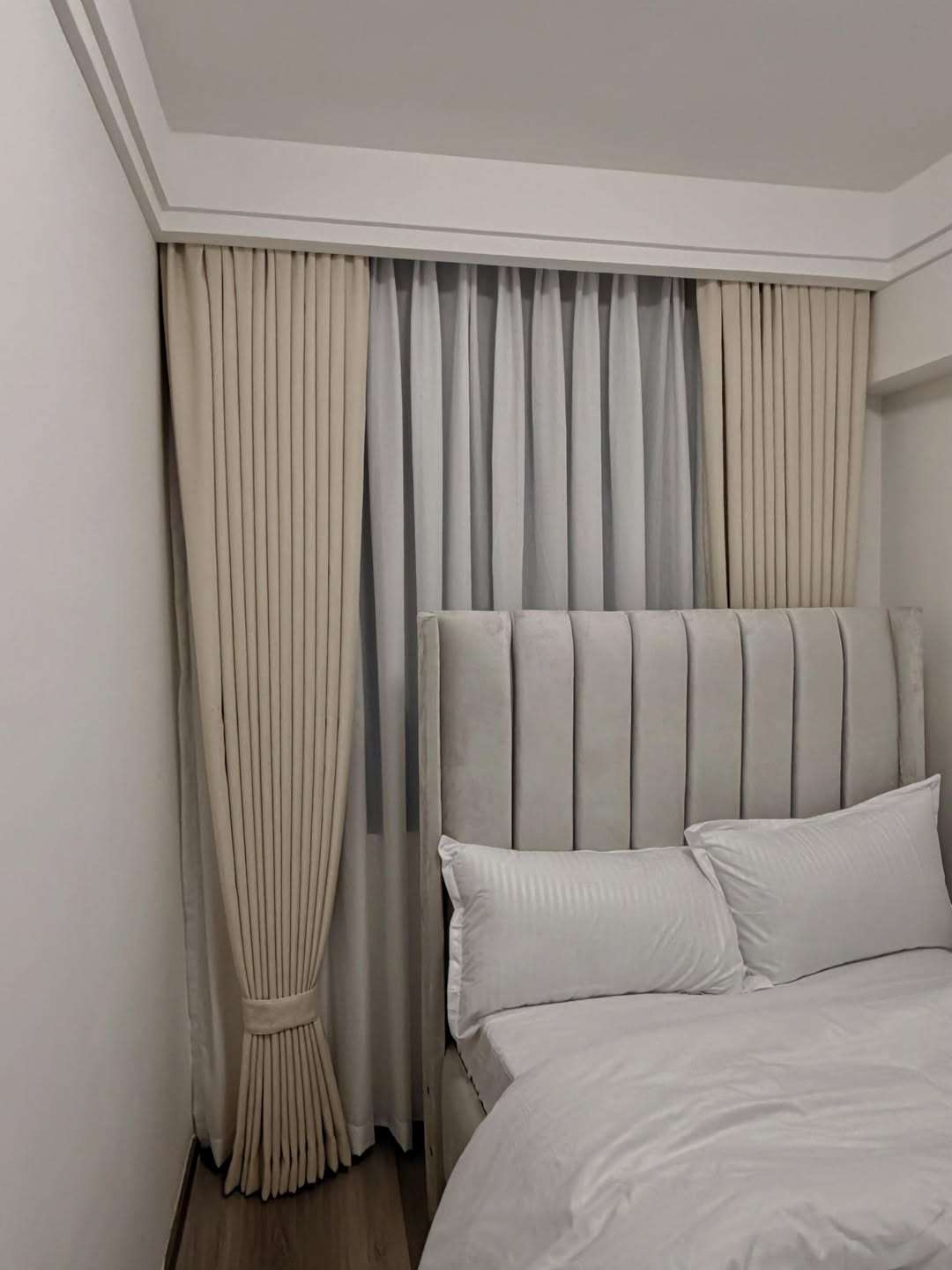 Healthy home curtains made from breathable fabric in a bright living space